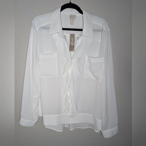 Chico's Ruffle Pocket Shirt sz 16 NWT